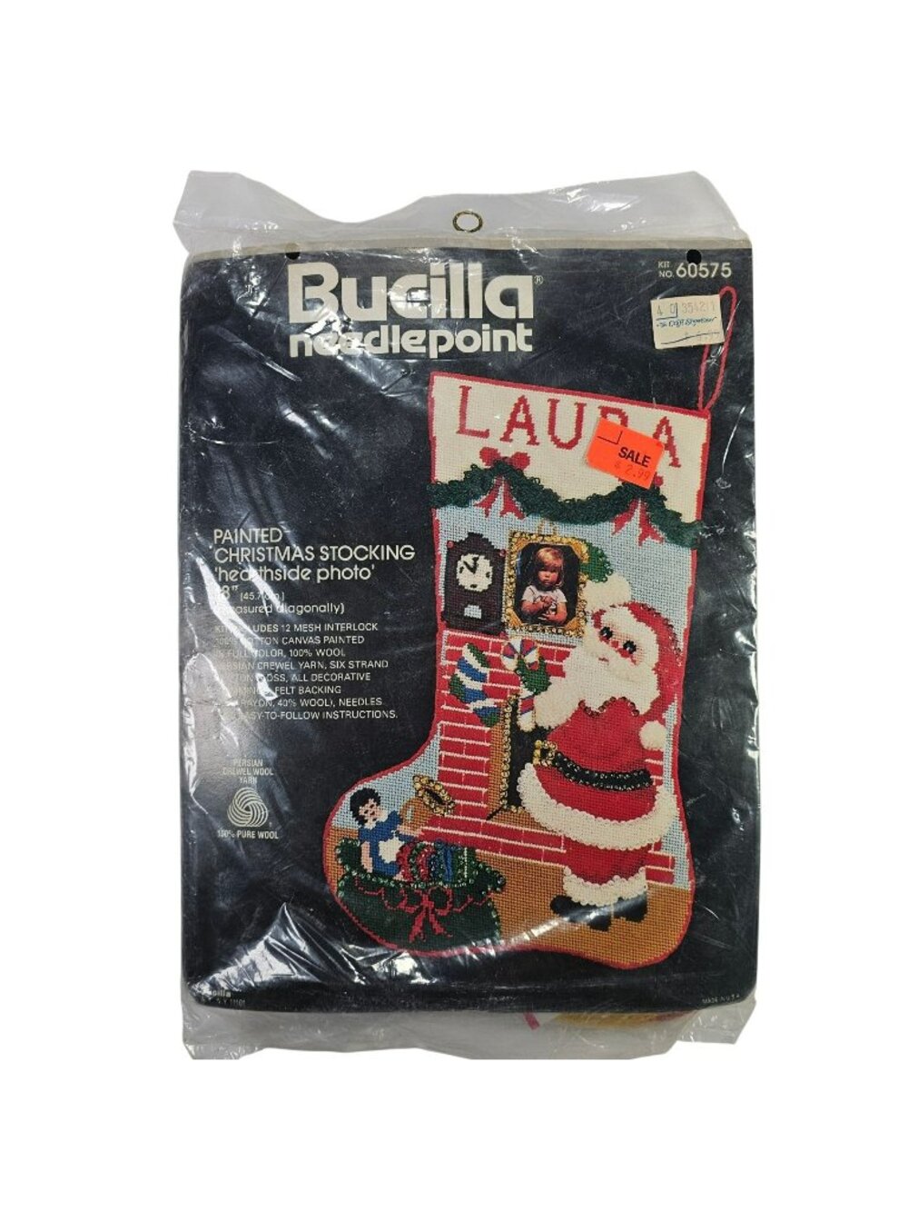 Bucilla Needlepoint Kit #60575 Painted Christmas Stocking Hearthside Photo 18"